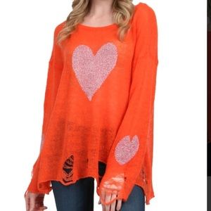 Wild fox distressed heart sweater ❤️